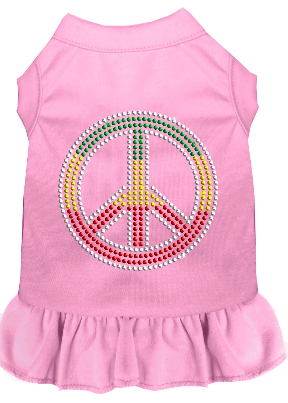 Rhinestone Rasta Peace Dress Light Pink Xs