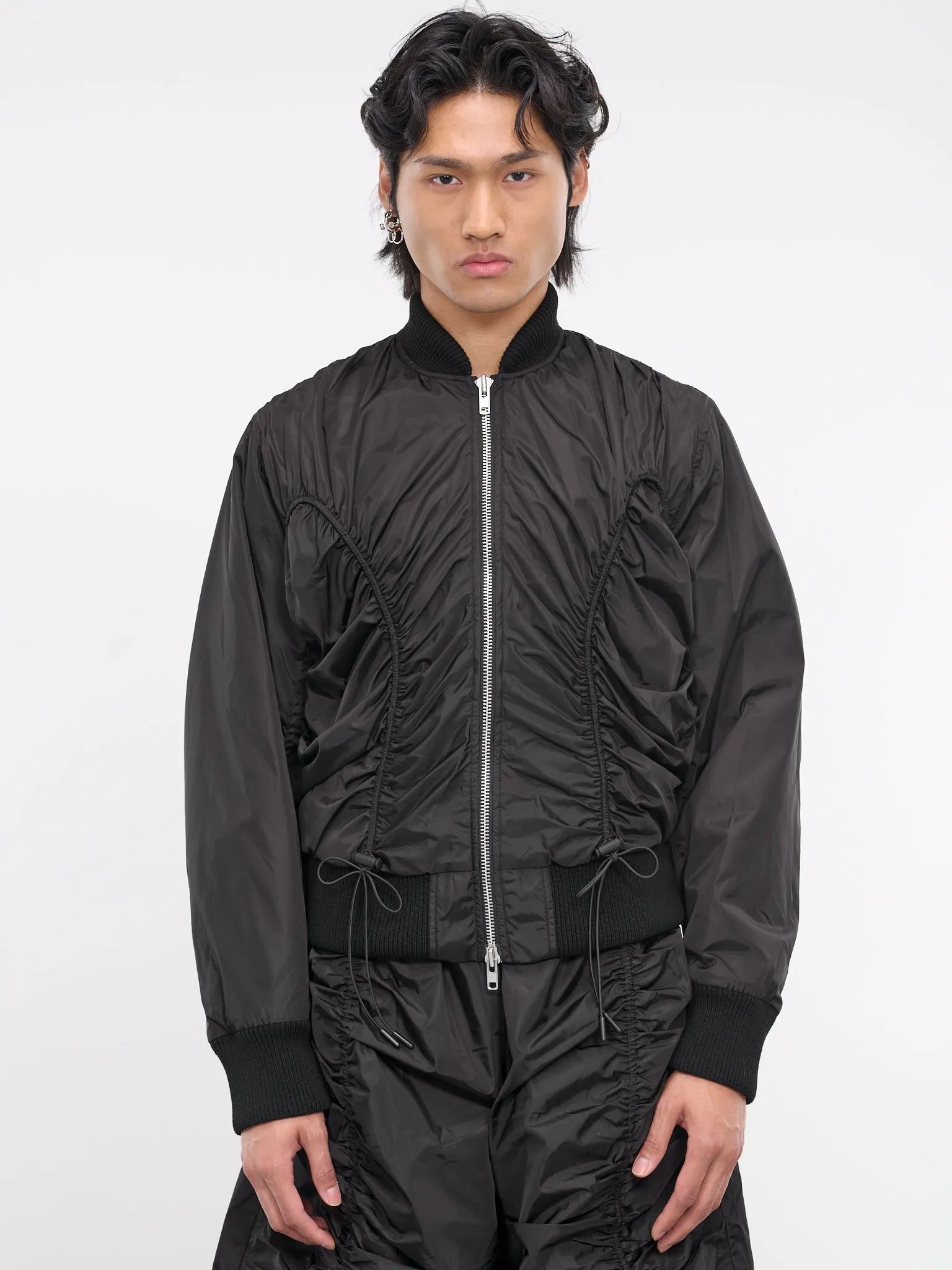 Ruched Bomber Jacket (6084-1085-BLACK)