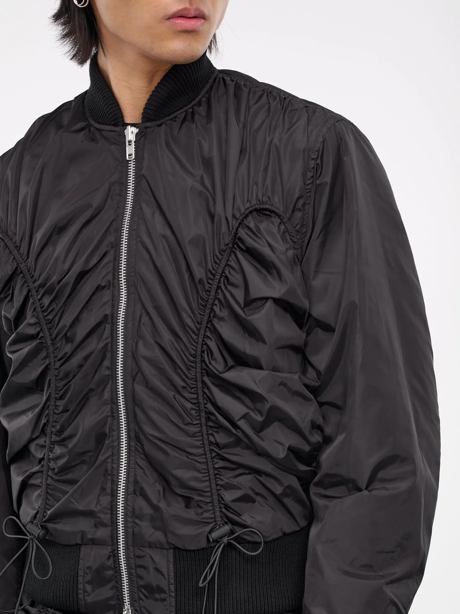 Ruched Bomber Jacket (6084-1085-BLACK)