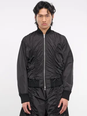Ruched Bomber Jacket (6084-1085-BLACK)