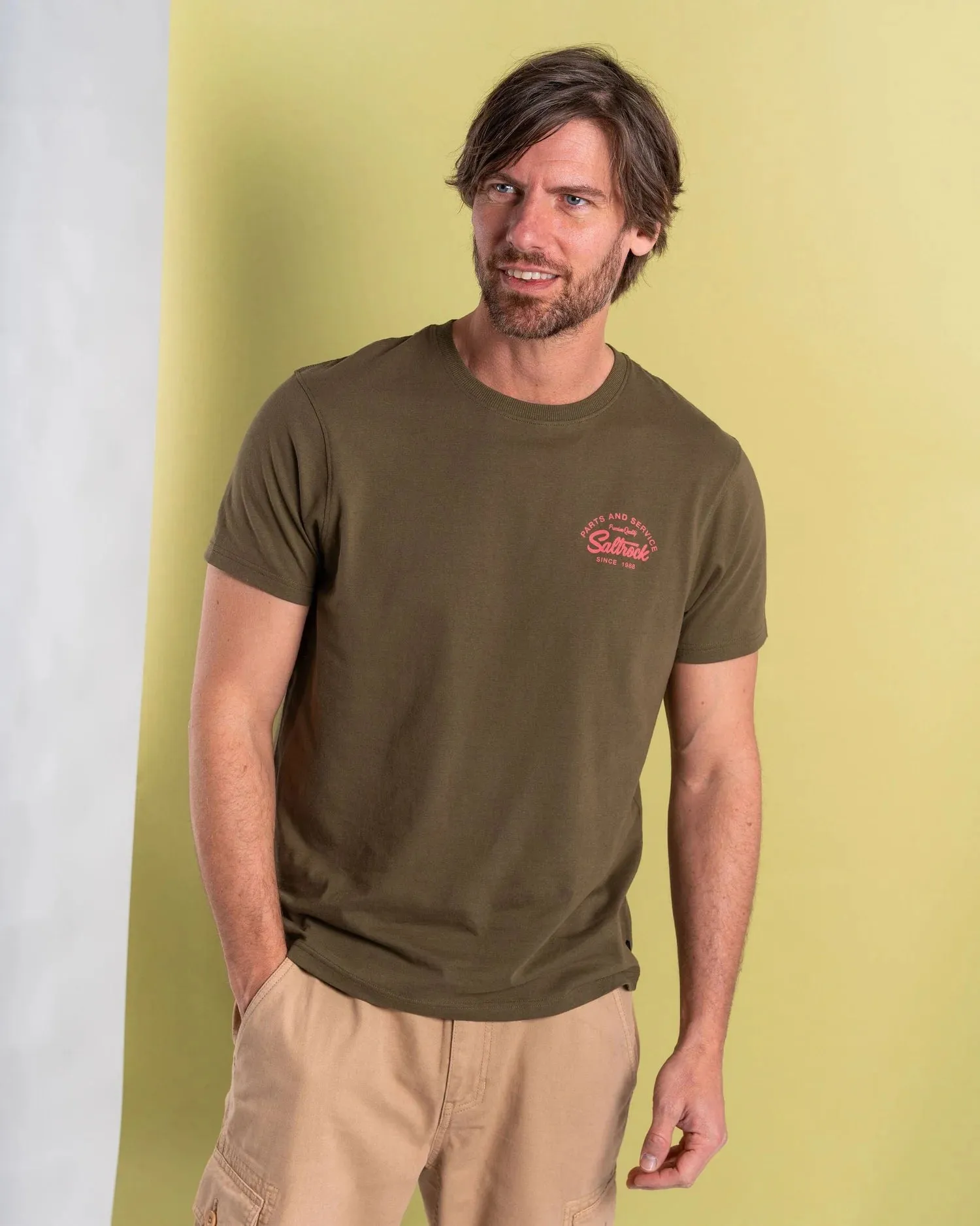 Saltrock Mens Strike Logo T-Shirt Tsb12501031 Khaki