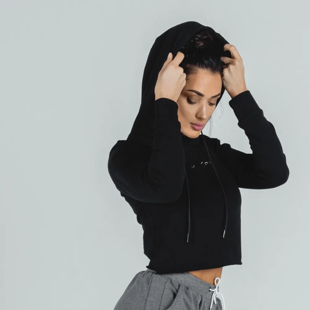 She-Wolf Crop Hoodie - Black