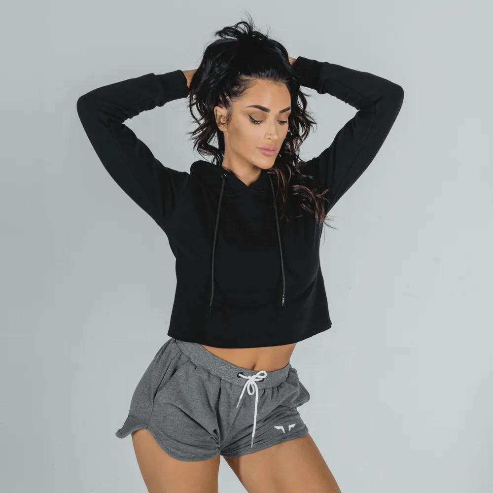 She-Wolf Crop Hoodie - Black