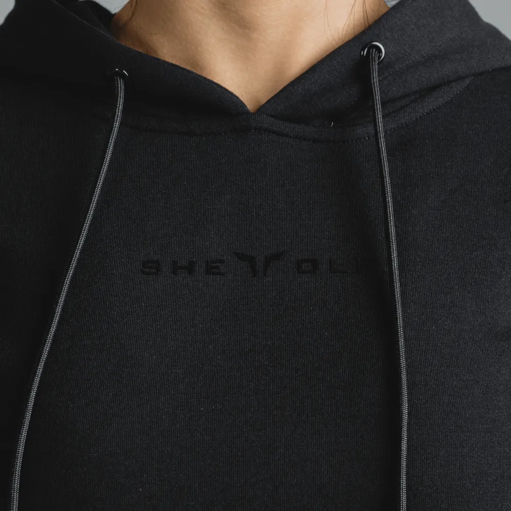 She-Wolf Crop Hoodie - Black