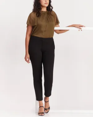 Slim Fit Ponte Knit Pants - Jet Black