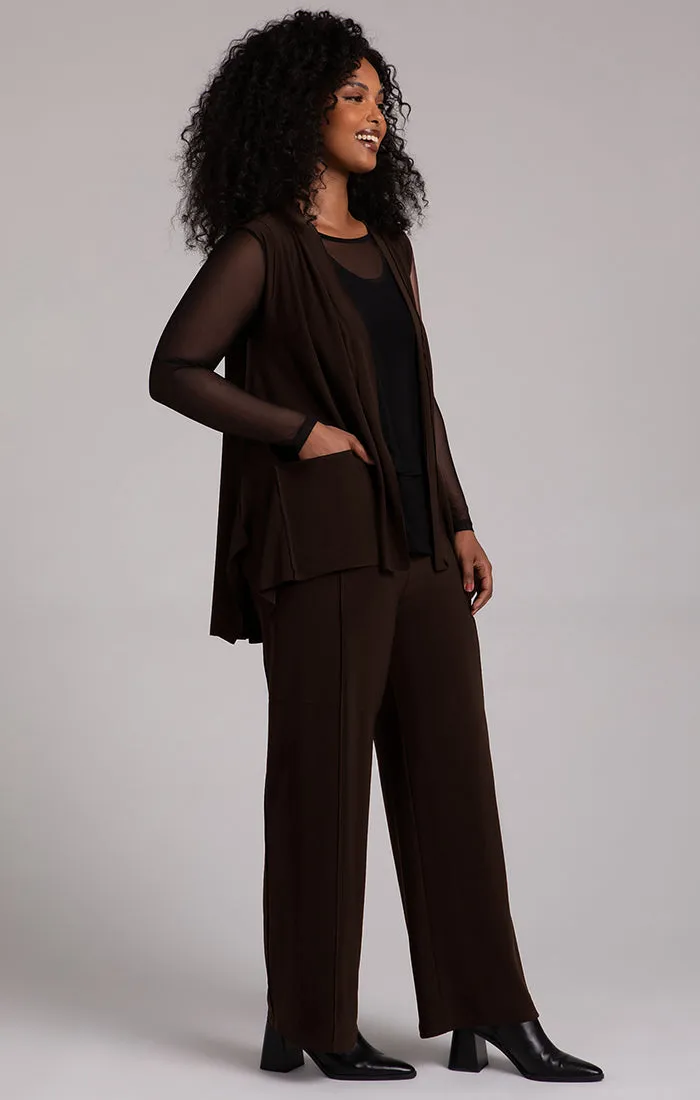 Sympli Flounce Gilet - Chocolate