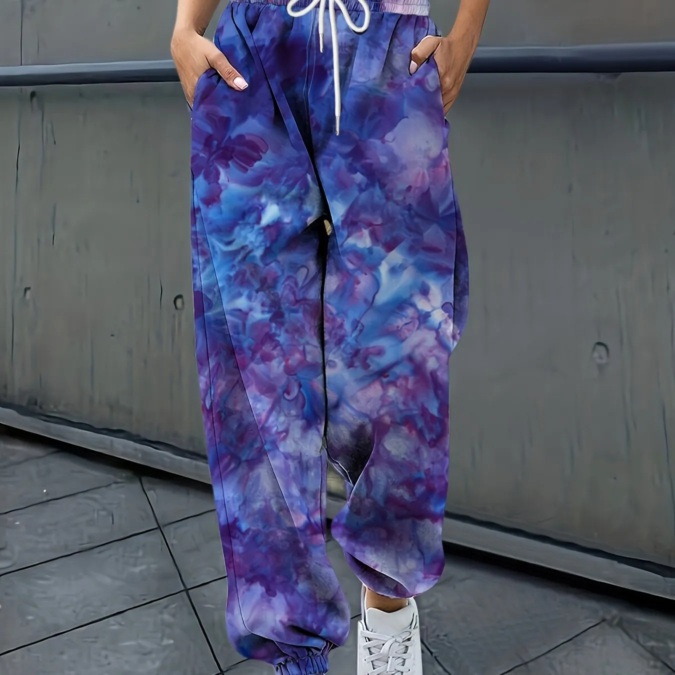 Tie Dye Jogger Sweatpants, Casual Drawstring Waist Pants For Fall & Winter, Women's Clothing
