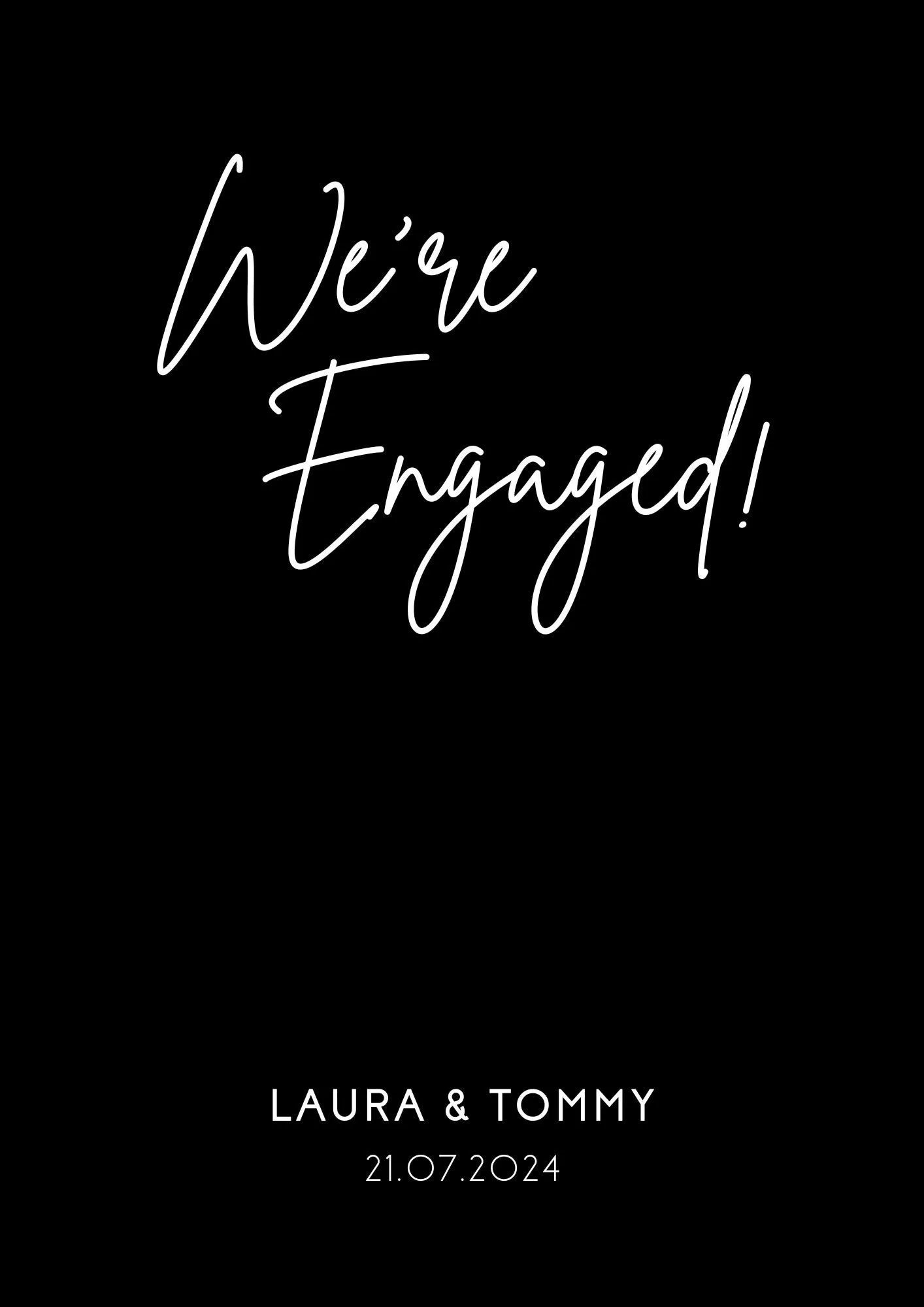 Timeless Black "We're Engaged!" Engagement Party Sign
