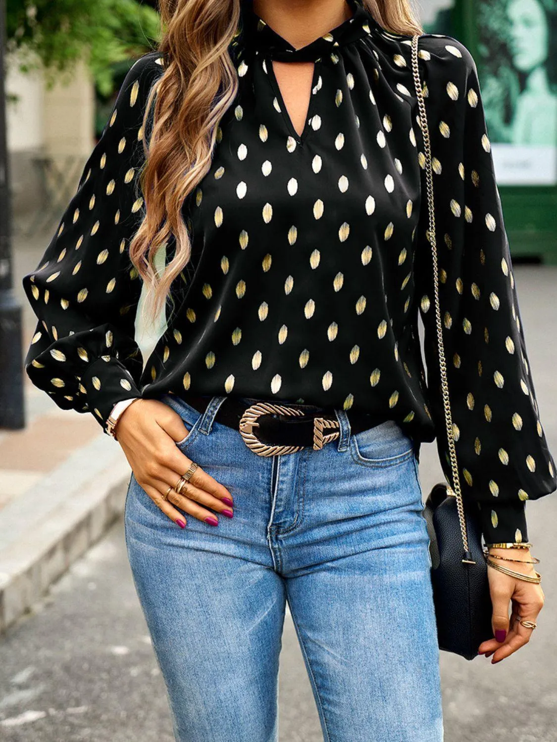 Timeless Choice Long Sleeve Polka Dot Blouse