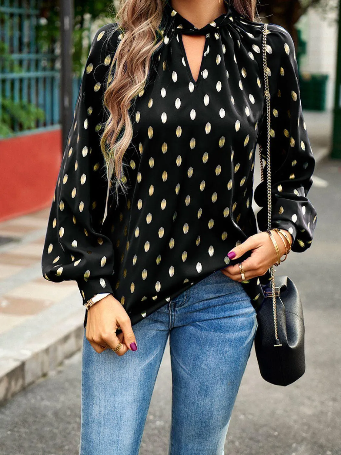 Timeless Choice Long Sleeve Polka Dot Blouse
