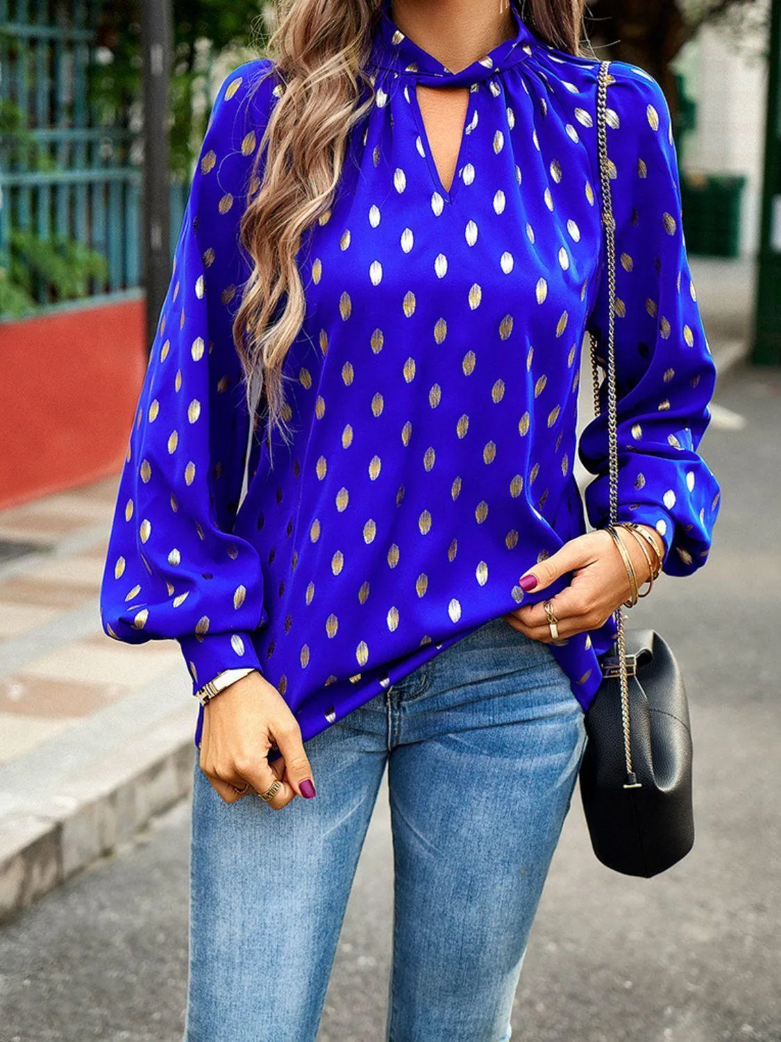 Timeless Choice Long Sleeve Polka Dot Blouse