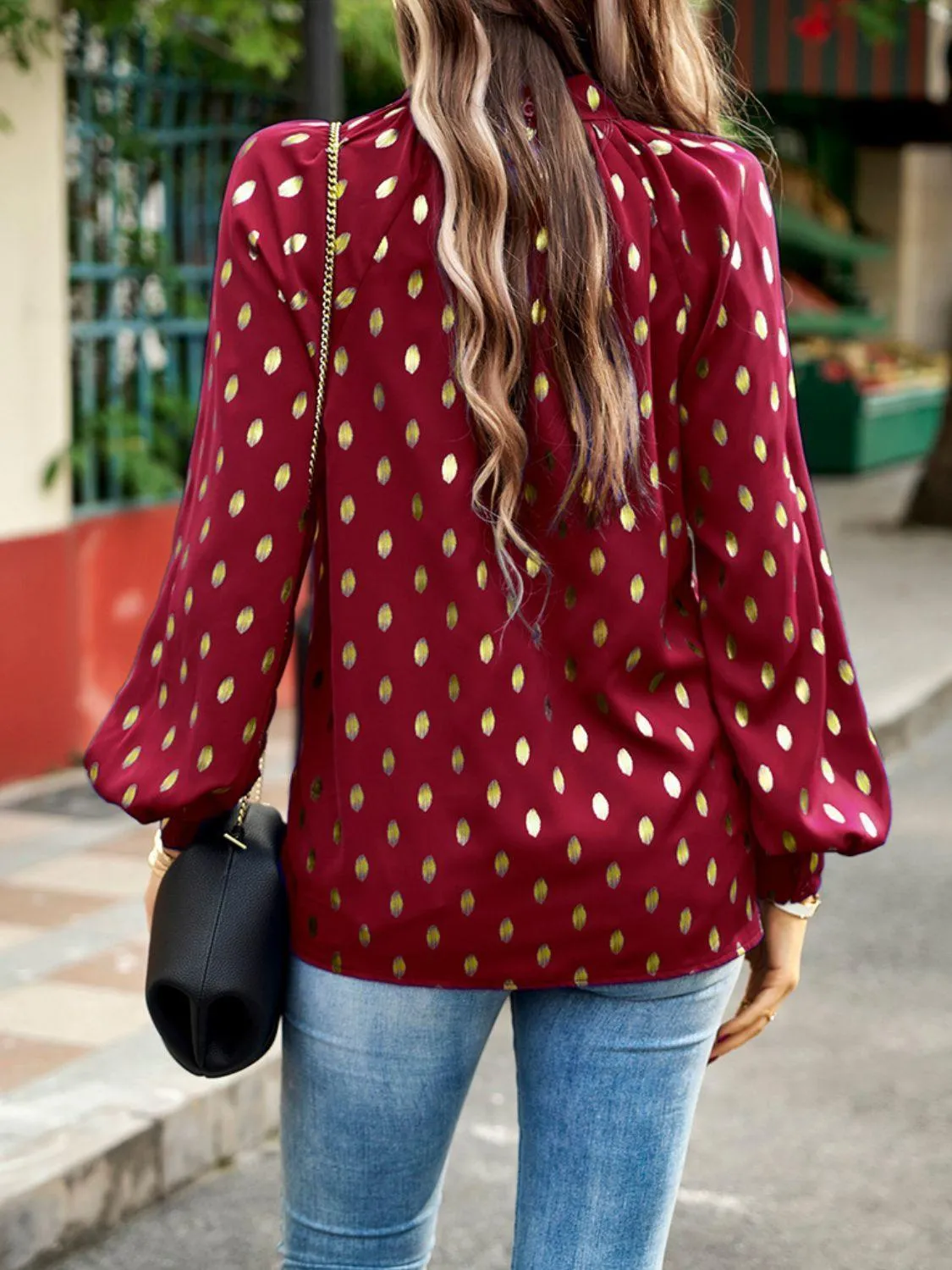 Timeless Choice Long Sleeve Polka Dot Blouse