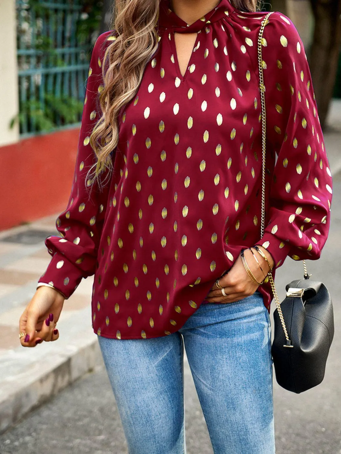 Timeless Choice Long Sleeve Polka Dot Blouse