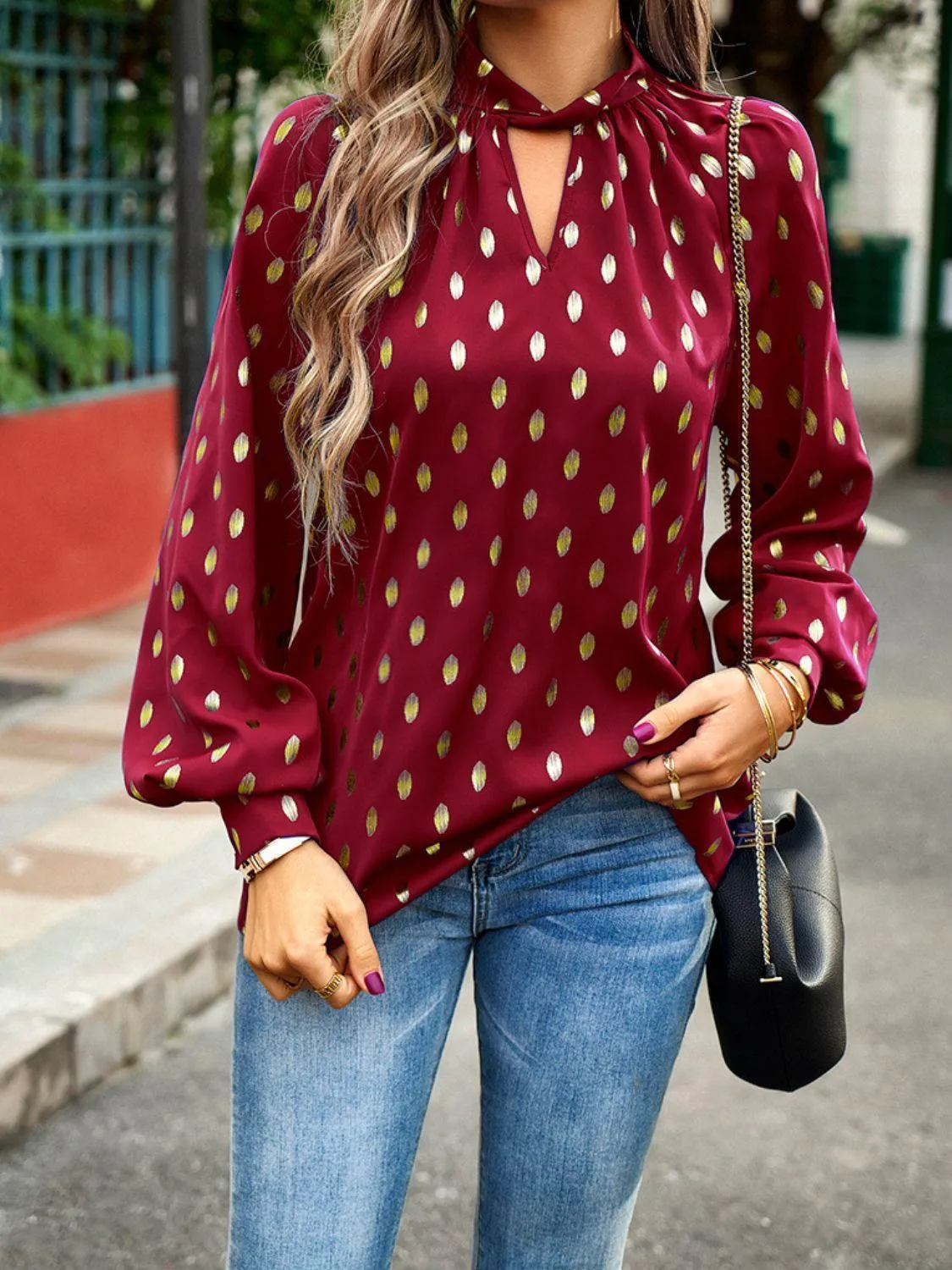 Timeless Choice Long Sleeve Polka Dot Blouse