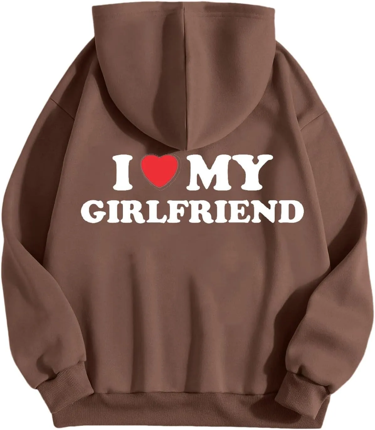 Valentine's Day Graphic Hoodies for Women I Love My Girlfriend Letter Print Pullover with Pocket Drawstring Causal Hoodies