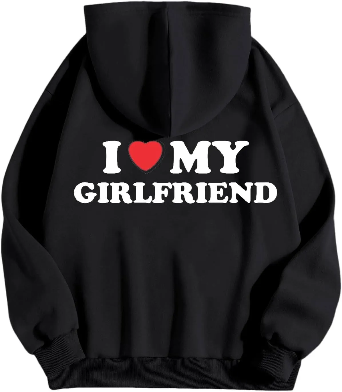 Valentine's Day Graphic Hoodies for Women I Love My Girlfriend Letter Print Pullover with Pocket Drawstring Causal Hoodies