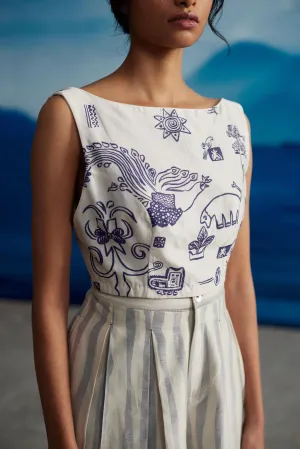 White Chanderi Low Back Blouse