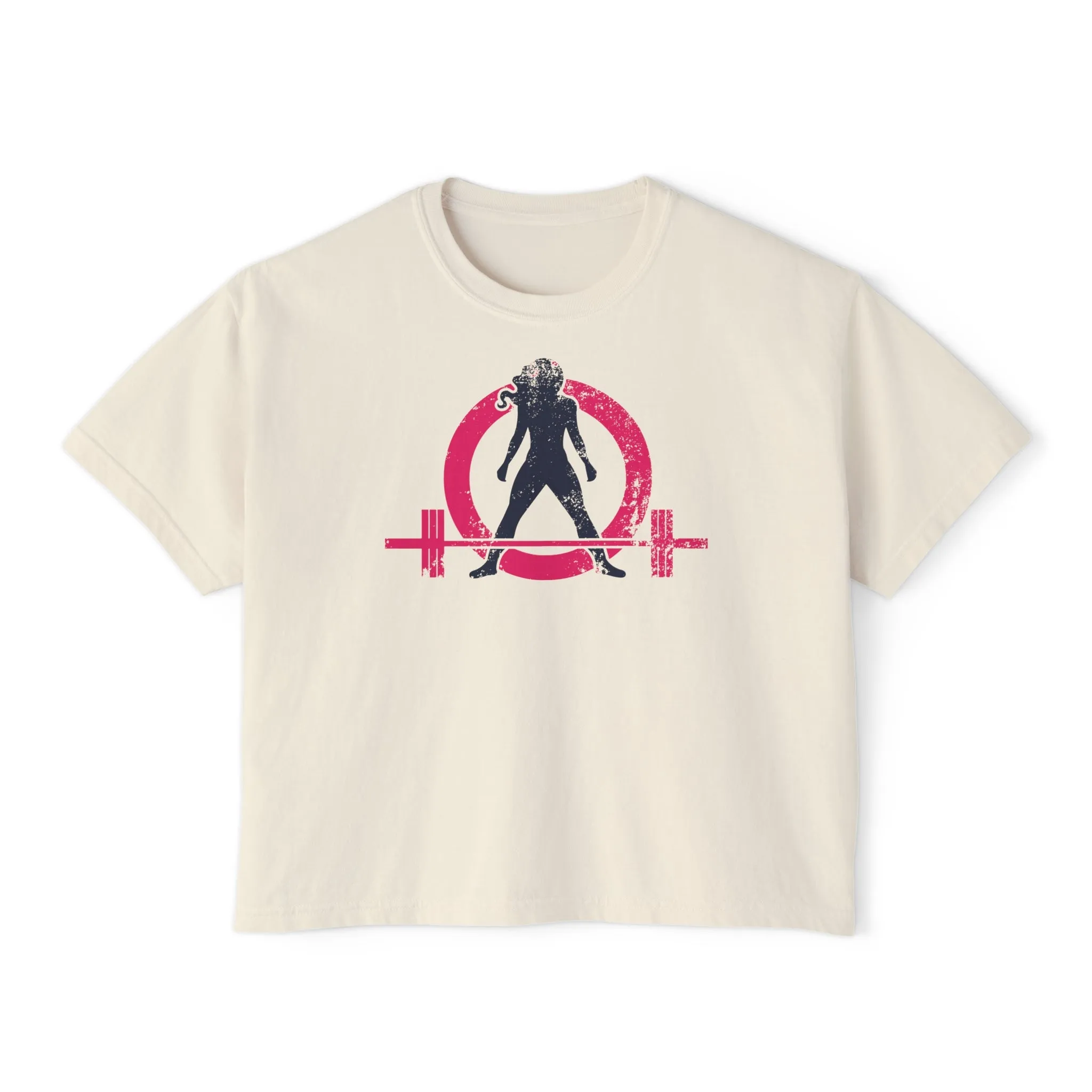 Women's Boxy Tee - Color Distressed Logo Front Plain Back