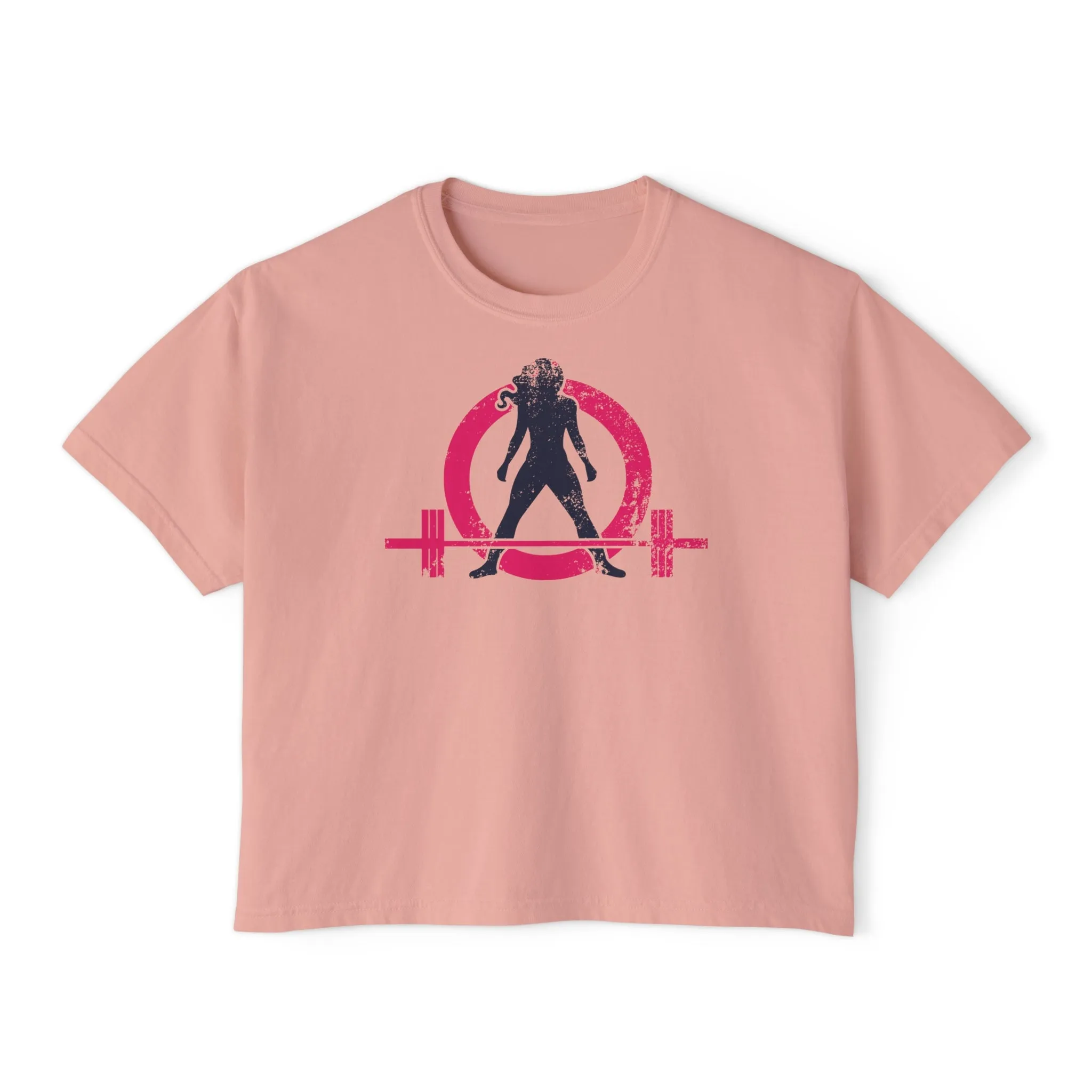 Women's Boxy Tee - Color Distressed Logo Front Plain Back