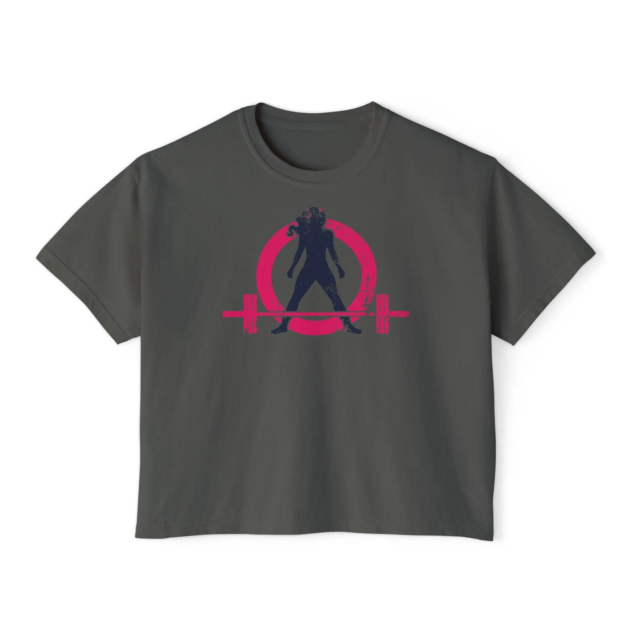 Women's Boxy Tee - Color Distressed Logo Front Plain Back