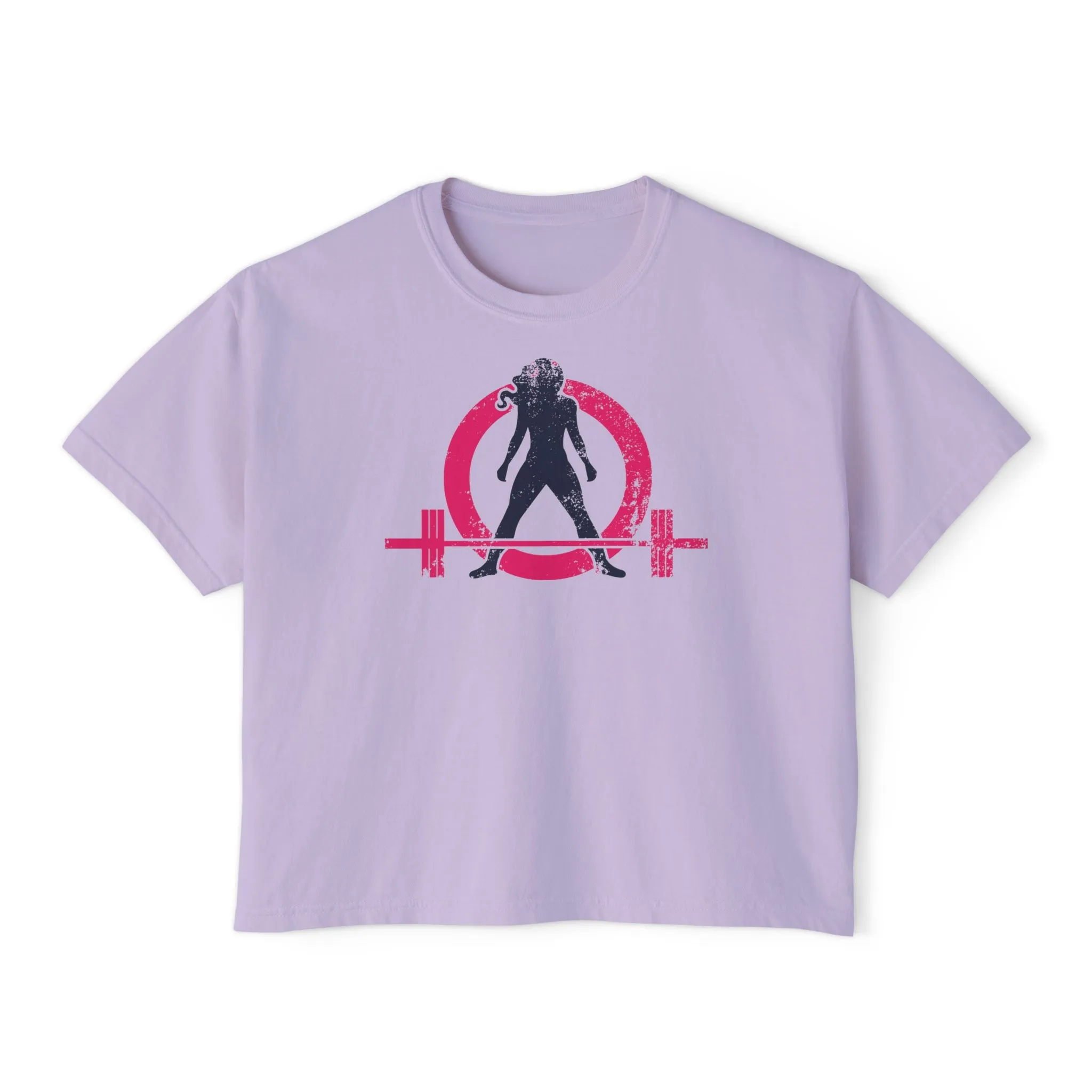 Women's Boxy Tee - Color Distressed Logo Front Plain Back