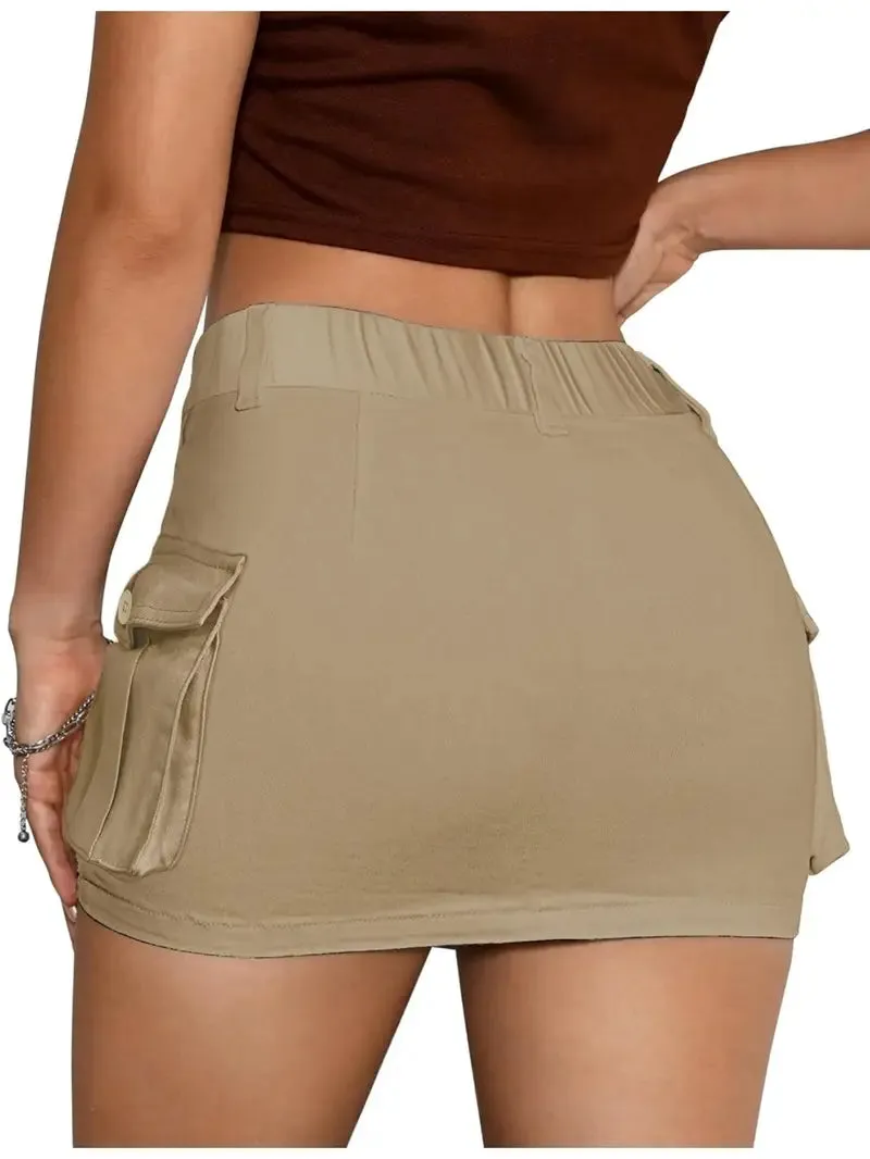 Women's Dark Khaki Cargo Skirt