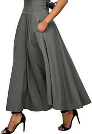Womens Skirts Midi Length Belted High Waisted Blazer Long Skirt with Pockets