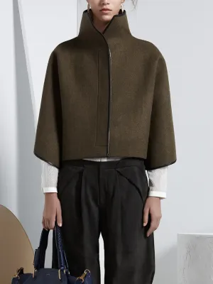 xakxx Vintage Loose Solid Color Stand Collar Jackets